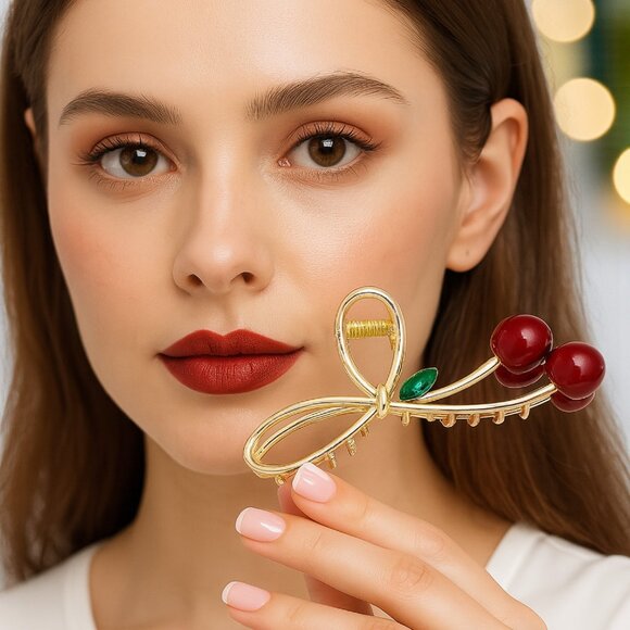 ποΈCherry Hair Claw Clip Non-Slip Bow-Knot π Metal Hair Clip for Women & Girls - Picture 8 of 14